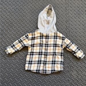 Carter's Hooded Plaid Button-Front Shirt Jacket - Gray, Black & Tan